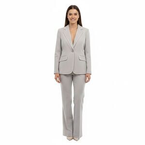 Cabi Women 6 Jacket 8 Pants Suit Gray Greige Stitching Professional Career